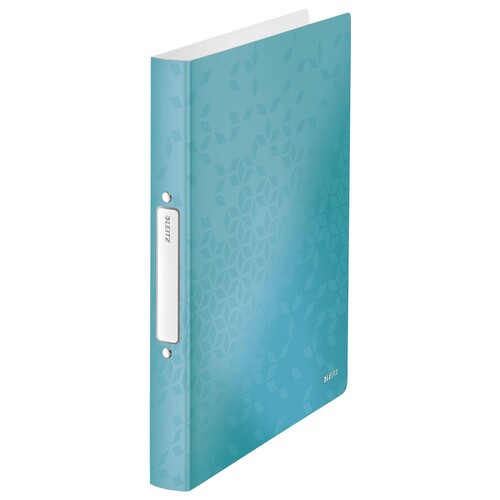 Ringbuch WOW A4 2Ringe Ringe-Ø25mm bis190Blatt eisblau metallic PP Leitz 4257-00-51 Produktbild Front View L