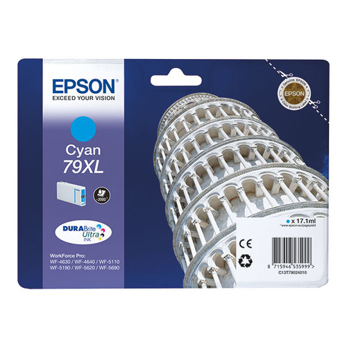 Tintenpatrone 79XL für Epson Stylus WorkForce Pro WF4600 17,1ml cyan Epson T790240 Produktbild Front View L