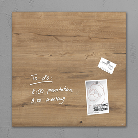 Glas-Magnetboard artverum 480x480x15mm Natural-Wood inkl. Magnete Sigel GL254 Produktbild