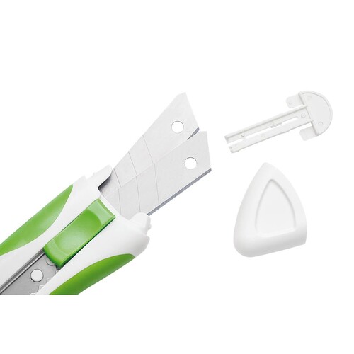 Schneidemesser Profi-Cutter COMFORTLINE 9mm apfelgrün/weiß gummierte Griffzone mit Metallführung Wedo 7892109 Produktbild Additional View 1 L