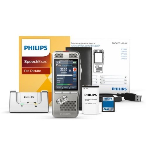 Diktiergerät Digital Pocket Memo inkl. SD Karte, Lederetui Philips DPM8000 USB Downloadkabel Produktbild Additional View 1 L