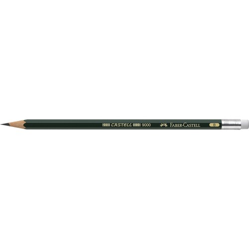 Bleistift 9000 B mit Radierer sechskant Faber Castell 119201 Produktbild Front View L