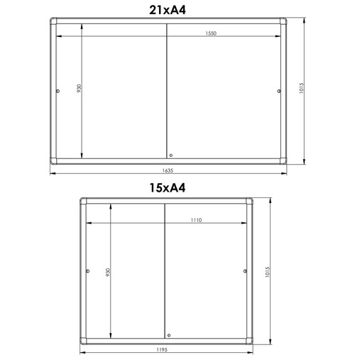 Schaukasten PRO für Innenbereich 15xA4 mit Schiebetüren 117,5x99x4,6cm Metall- Rückwand magnetisch Franken SK6115 Produktbild Additional View 1 L