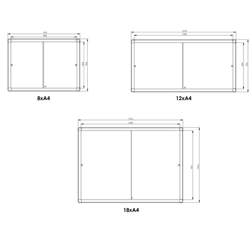 Schaukasten PRO für Innenbereich 18xA4 mit Schiebetüren 139x99x4,6cm Metall- Rückwand magnetisch Franken SK6118 Produktbild Additional View 1 L