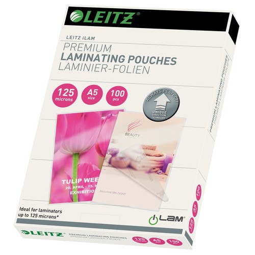Laminierfolien A5 148x210mm UDT 125µ glänzend Leitz 7493-00-00 (PACK=100 STÜCK) Produktbild Additional View 1 L