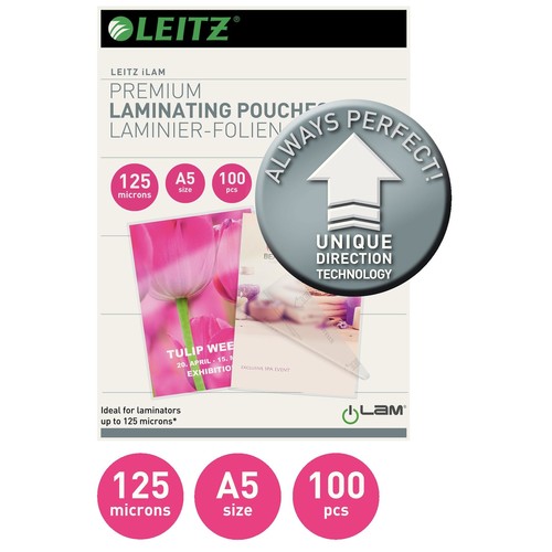 Laminierfolien A5 148x210mm UDT 125µ glänzend Leitz 7493-00-00 (PACK=100 STÜCK) Produktbild Additional View 2 L