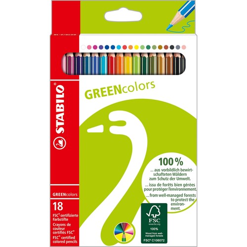Farbstifte GREENcolors sortiert Stabilo 6019/2-181 (PACK=18 STÜCK) Produktbild