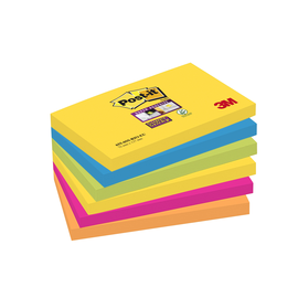 Haftnotizen Post-it Super Sticky Notes 127x76mm Carnival Papier 3M 6556SR (ST=6x 90 BLATT) Produktbild