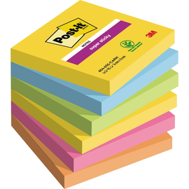 Haftnotizen Post-it Super Sticky Notes 76x76mm Carnival Papier 3M 654-6SS-CARN (ST=6x 90 BLATT) Produktbild