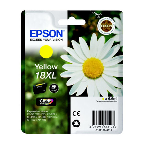 Tintenpatrone 18XL für Epson Expression Home XP-102/202/205 6,6ml yellow Epson T181440 Produktbild Front View L