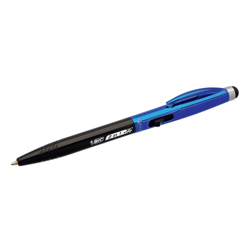 Kugelschreiber mit Touchpen 2in1 Stylus 0,4mm sortiert metallic silber, blau Bic 905449 Produktbild Additional View 3 L