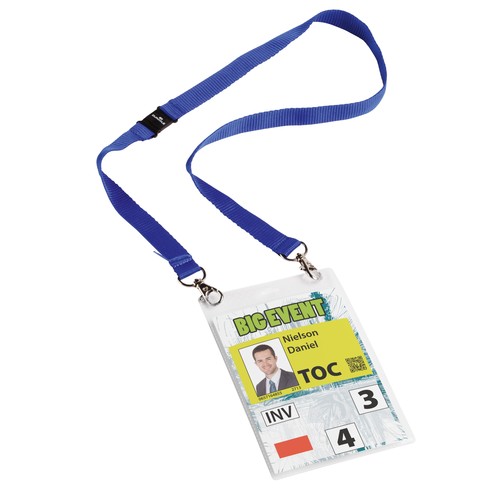 Namensschild EVENT A6 mit Textilband Duo dunkelblau Durable 8525-07 (PACK=10 STÜCK) Produktbild Additional View 1 L