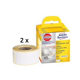 Adress-Etiketten 28x89mm 130Etiketten pro Rolle weiß permanent Zweckform AS0722370 (PACK=2 STÜCK) Produktbild