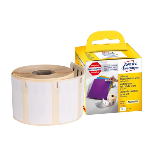 Universal-Etiketten 32x57mm weiß wiederablösbar Zweckform ASS0722540 (PACK=500 STÜCK) Produktbild