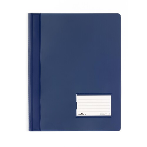 Schnellhefter Duralux transluzent mit Beschriftungsfenster und Innentasche A4 überbreit dunkelblau Durable 2680-07 Produktbild Front View L