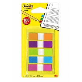 Haftstreifen Post-it Index Mini 11,9x43,2mm 5 Leuchtfarben transparent 3M 683-5CB2 (PACK=5x 20 STÜCK) Produktbild