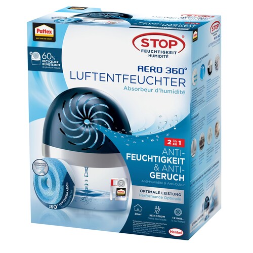 Luftentfeuchter AERO360° mit 1x Tab 450g blau Pattex 9HPA360 Produktbild Front View L