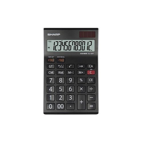Taschenrechner 12-stelliges LCD-Display Solar-/Batteriebetrieb Sharp EL-125 TWH 112x176x13mm Produktbild Front View L