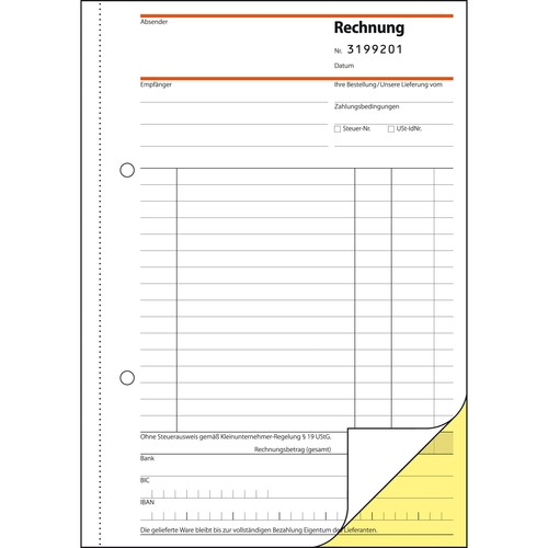 Rechnungsbuch für Kleinunternehmer A5 hoch 2x30Blatt mit fortl. Nummerierung selbstdurchschreibend Sigel SD130 Produktbild Additional View 1 L