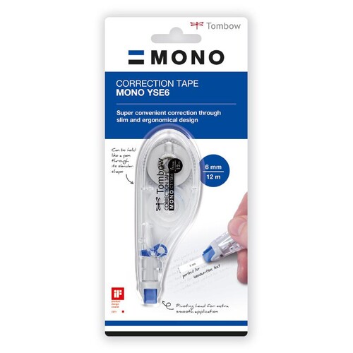 Korrekturroller Einweg 6mm x 12m klar/blau Tombow CT-YSE6 -Blister- Produktbild Front View L