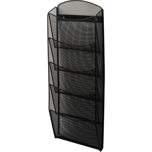 Prospekthalter-Wanddisplay Mesh 5x A4 260x104x718mm schwarz Helit H6260095 Produktbild Front View L