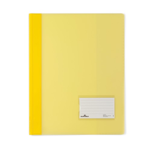 Schnellhefter Duralux transluzent mit Beschriftungsfenster und Innentasche A4 überbreit gelb Durable 2680-04 Produktbild Front View L