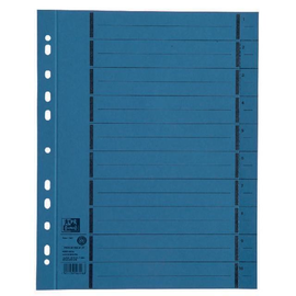 Trennblätter Oxford A4 blau 250g vollfarbig Karton 240x300mm mit perforierten Taben 400004665 (PACK=100 STÜCK) Produktbild