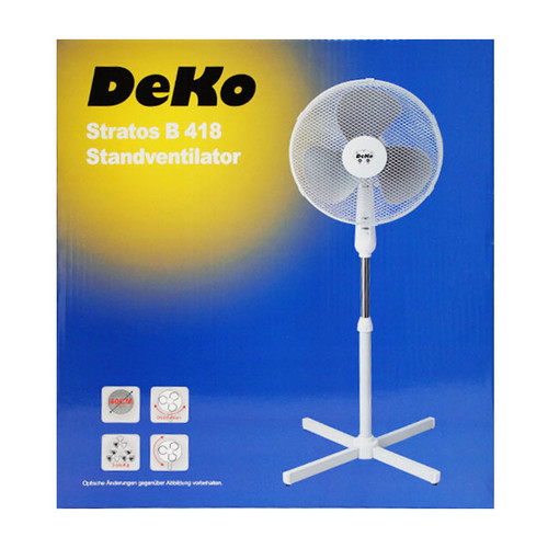 Standventilator 126cm Höhe Flügeldurchmesser 39cm weiß 45Watt Stratos B418 Produktbild Additional View 1 L