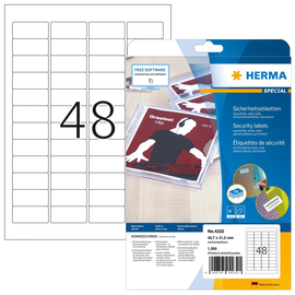 Sicherheits-Etiketten Laser+Kopier 45,7x21,2mm weiß Herma 4232 (PACK=1200 STÜCK) Produktbild