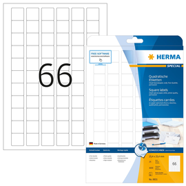 Etiketten Inkjet 25,4x25,4mm auf A4 Bögen weiß permanent Herma 8831 (PACK=1650 STÜCK) Produktbild