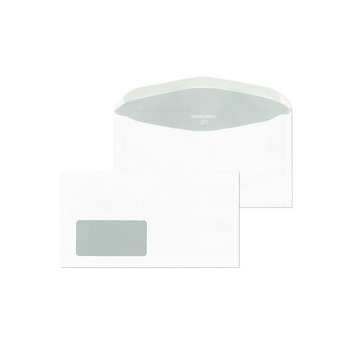 Kuvertierhülle mit Fenster Kompakt 125x229mm außenliegende Seitenklappe 75g weiß Offset (PACK=1000 STÜCK) Produktbild Front View L