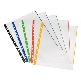 Prospekthüllen oben offen mit farbigen Rand A4 PP glasklar transparent Herlitz 300000658 (PACK=50 STÜCK) Produktbild