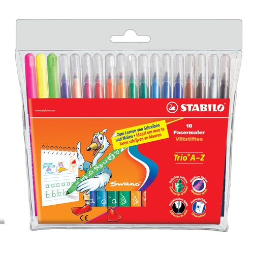 Fasermaler Trio A-Z 0,7mm sortiert Kartontui Stabilo 378/1-18-01 (ETUI=18 STÜCK) Produktbild Additional View 1 L