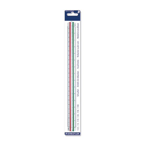 Reduktionsmaßstab Ingenieur 33cm 1:2,5/5/10/20/50/100 Blisterpackung Staedtler 56198DINBK Produktbild Front View L