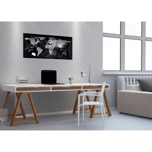 Glas-Magnetboard artverum 910x460x15mm Design World Map inkl. Magnete Sigel GL270 Produktbild Additional View 2 L