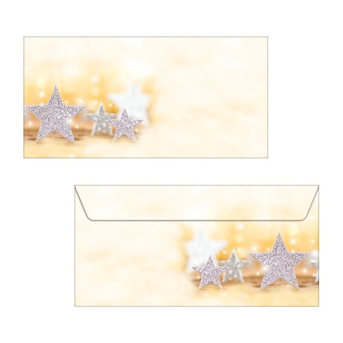 Weihnachts-Briefumschläge DIN lang 90g Glitter Stars gummiert Sigel DU035 (PACK=50 STÜCK) Produktbild Additional View 2 L