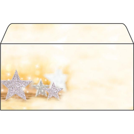 Weihnachts-Briefumschläge DIN lang 90g Glitter Stars gummiert Sigel DU035 (PACK=50 STÜCK) Produktbild