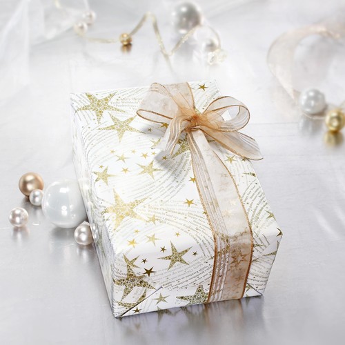 Weihnachts-Geschenkpapier 5mx70cm 80g Dancing Stars mit Golddruck Sigel GP115 Produktbild Additional View 1 L