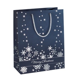 Weihnachts-Tragetasche 26x33x12,5cm Silver Snowflakes silber Prägung Sigel GT110 (PACK=3 STÜCK) Produktbild
