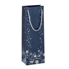 Weihnachts-Tragetasche 12,5x36x8,5cm Silver Snowflakes silber Prägung Sigel GT112 (PACK=3 STÜCK) Produktbild
