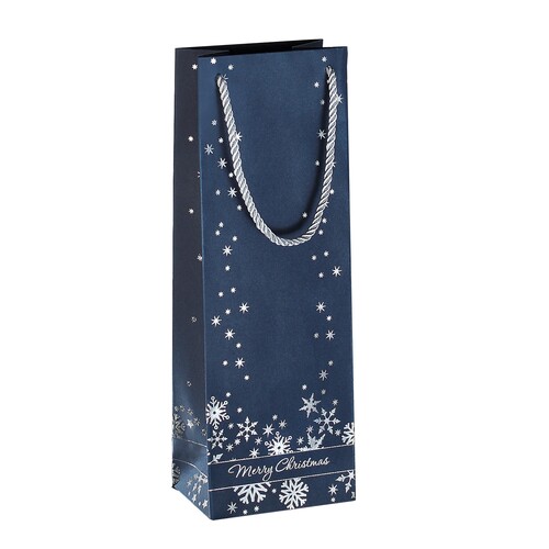 Weihnachts-Tragetasche 12,5x36x8,5cm Silver Snowflakes silber Prägung Sigel GT112 (PACK=3 STÜCK) Produktbild