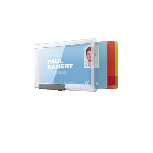 Kartenhalter Pushbox Trio 54x87mm für 3 Karten transparent Durable 8920 (PACK=10 STÜCK) Produktbild Additional View 1 L
