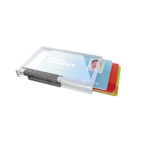 Kartenhalter Pushbox Trio 54x87mm für 3 Karten transparent Durable 8920 (PACK=10 STÜCK) Produktbild Additional View 2 L