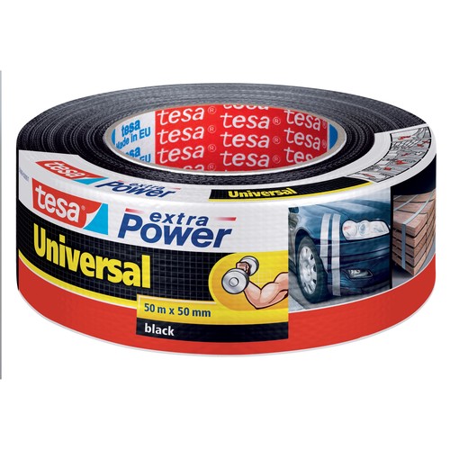 Gewebeband extra Power Universal 50mm x 50m schwarz Tesa 56389-00001-05 (RLL=50 METER) Produktbild Front View L