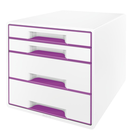 Schubladenboxen WOW Cube 4 Schübe 287x270x363mm perlweiß/violett metallic Kunstoff Leitz 5213-20-62 Produktbild