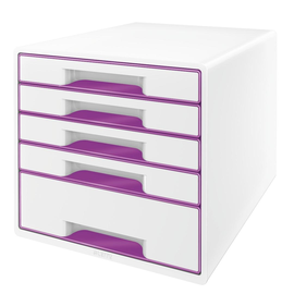Schubladenboxen WOW Cube 5 Schübe 287x270x363mm perlweiß/violett metallic Kunstoff Leitz 5214-20-62 Produktbild