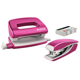 Schreibtischset Mini Locher und Heftgerät NeXXt WOW pink metallic Leitz 5561-20-23 Produktbild