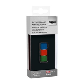 SuperDym-Magnet-Cube C5 artverum 11x11x11mm blau/rot/grün stark Sigel GL725 (PACK=3 STÜCK) Produktbild