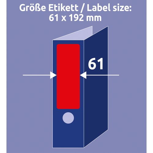 Rückenschilder zum Bedrucken 61x192mm kurz breit auf A4 Bögen rot selbstklebend Zweckform L4766-100 (PACK=400 STÜCK) Produktbild Additional View 6 L