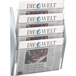 Wand-Prospekthalter A3 quer 480x80x540mm 4 Fächer silber Helit H6270400 Produktbild Additional View 1 S